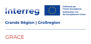 Das Logo zeigt den Schriftzug "Interreg - Grande Région Großregion" sowie die Europaflagge